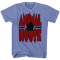 Light blue heather Animal House t-shirt featuring Animal House Tilted House Delta design