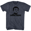 Navy heather Animal House t-shirt featuring Animal House Sunburst psychedelic design