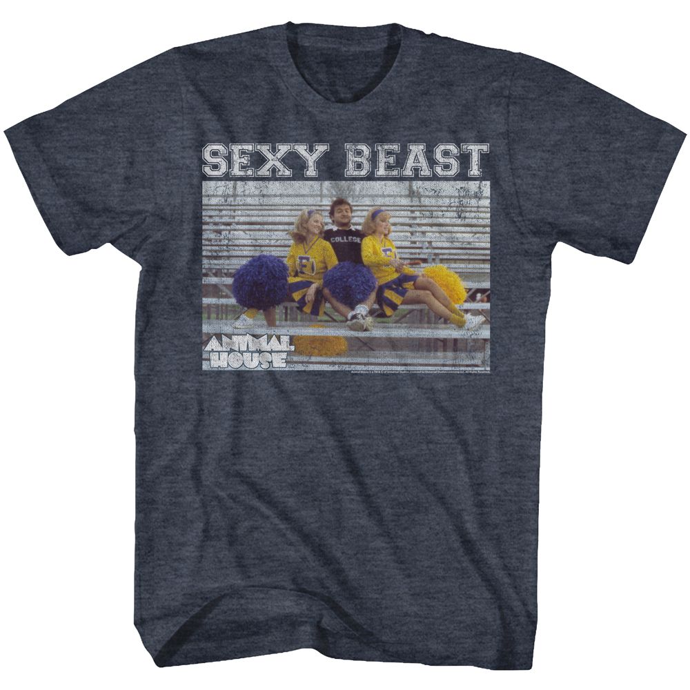Navy heather Animal House t-shirt featuring Animal House Sexy Beast Bluto design