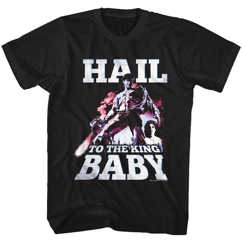 Black Army of Darkness t-shirt featuring Army of Darkness Hail To The King Ash quote design