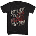 Black Army of Darkness t-shirt featuring Army of Darkness Get Me Out Of Here Ash design