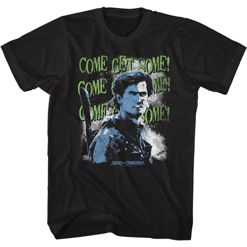 Black Army of Darkness t-shirt featuring Army of Darkness Come Get Some Ash quote design