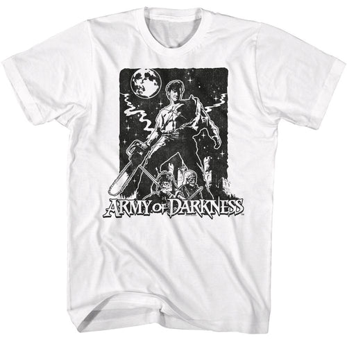 White Army of Darkness t-shirt featuring Army of Darkness Stark Night medieval design