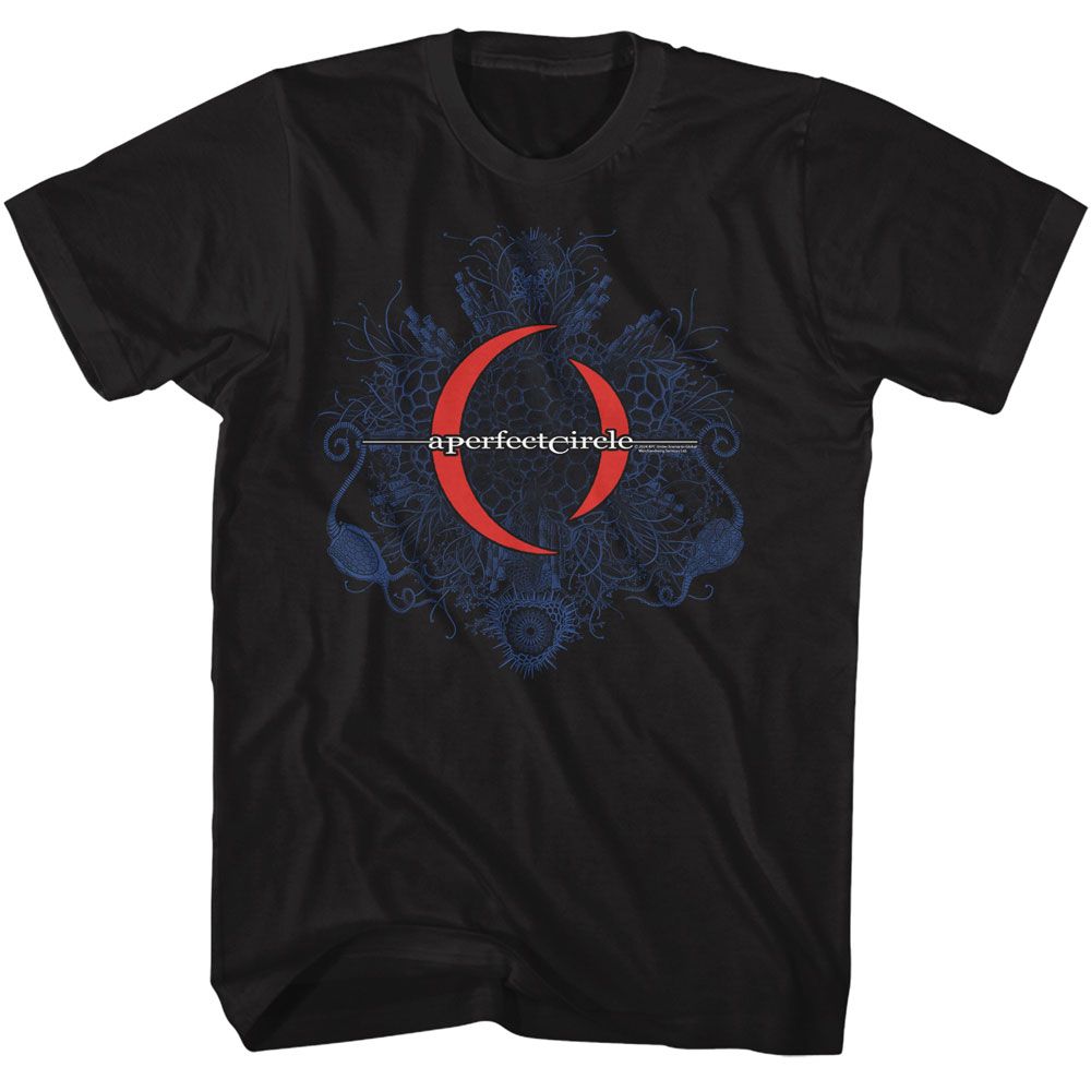 Black A Perfect Circle t-shirt featuring A Perfect Circle Organic Mandala design