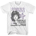 White Aretha Franklin t-shirt featuring Aretha Franklin Knoxville 1968 concert design