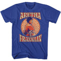 Royal blue Aretha Franklin t-shirt featuring Aretha Franklin Pattern Circle design