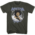 Smoke gray Aretha Franklin t-shirt featuring Aretha Franklin Respect Circle design