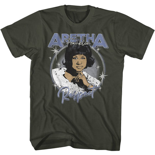 Smoke gray Aretha Franklin t-shirt featuring Aretha Franklin Respect Circle design