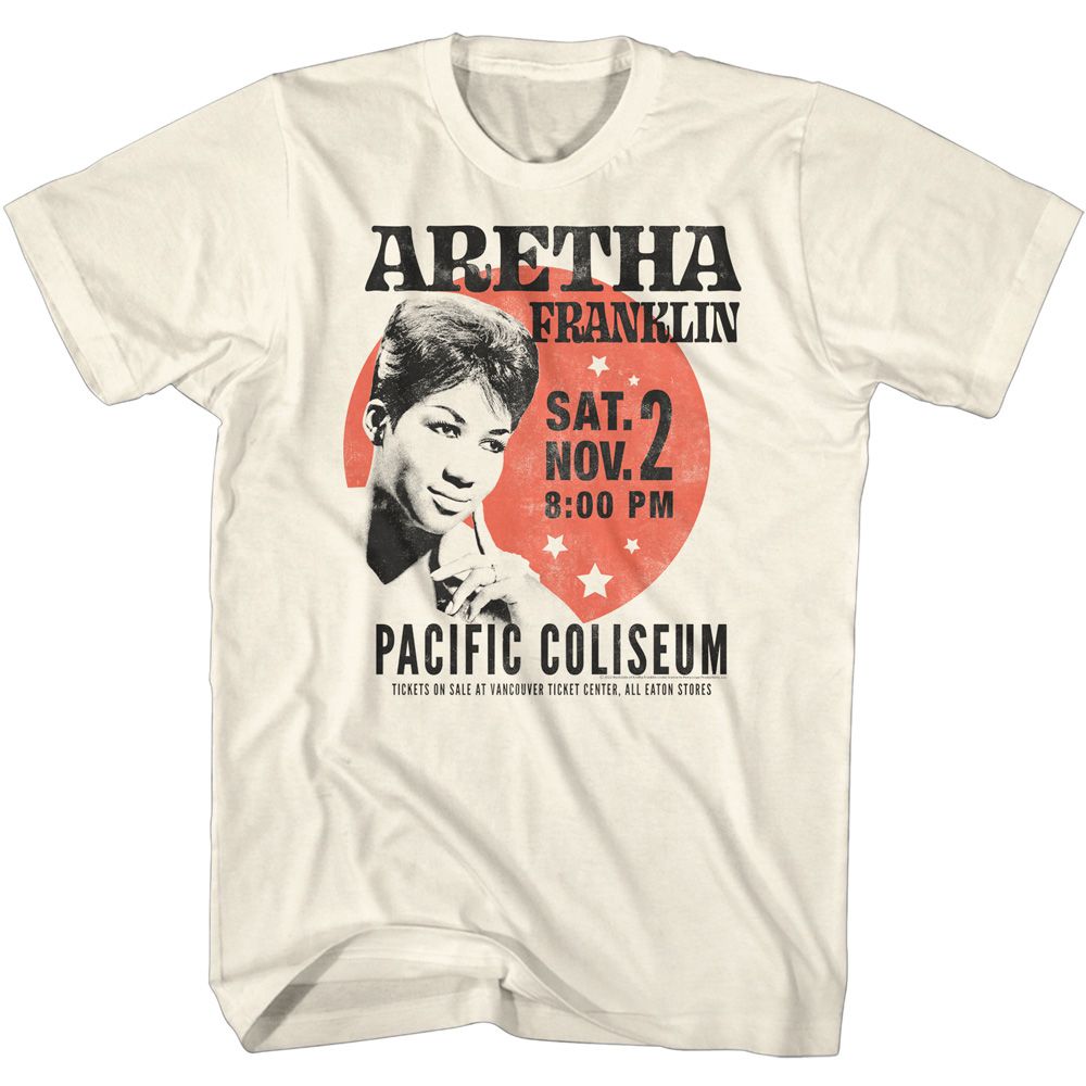 Natural Aretha Franklin t-shirt featuring Aretha Franklin Circle Poster vintage design