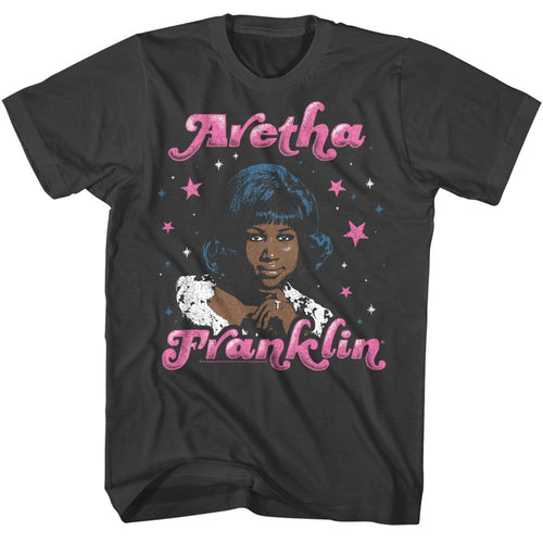 Smoke gray Aretha Franklin t-shirt featuring Aretha Franklin Stars design