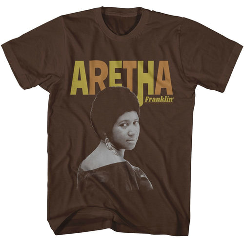 Dark chocolate brown Aretha Franklin t-shirt featuring Aretha Franklin Retro vintage design