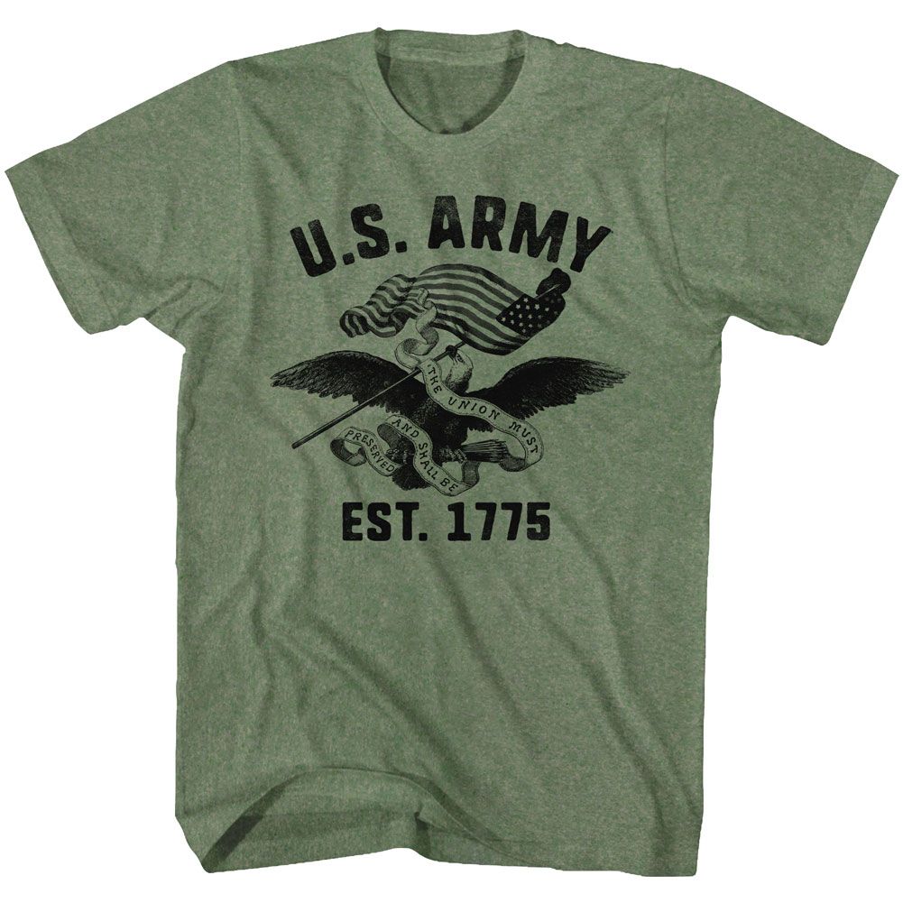Military green heather US Army t-shirt featuring US Army The Union design