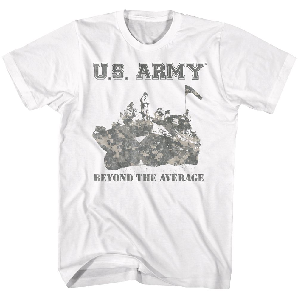 White US Army t-shirt featuring US Army Beyond The Average design
