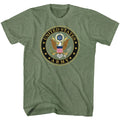 Military green heather US Army t-shirt featuring US Army Official Seal design