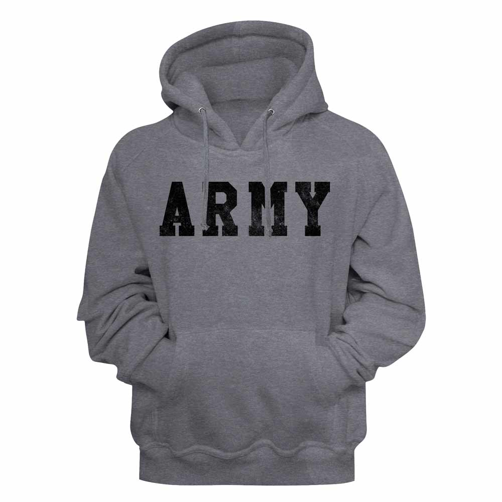 Gunmetal Heather US Army pullover hoodie featuring a Stencil Logo design