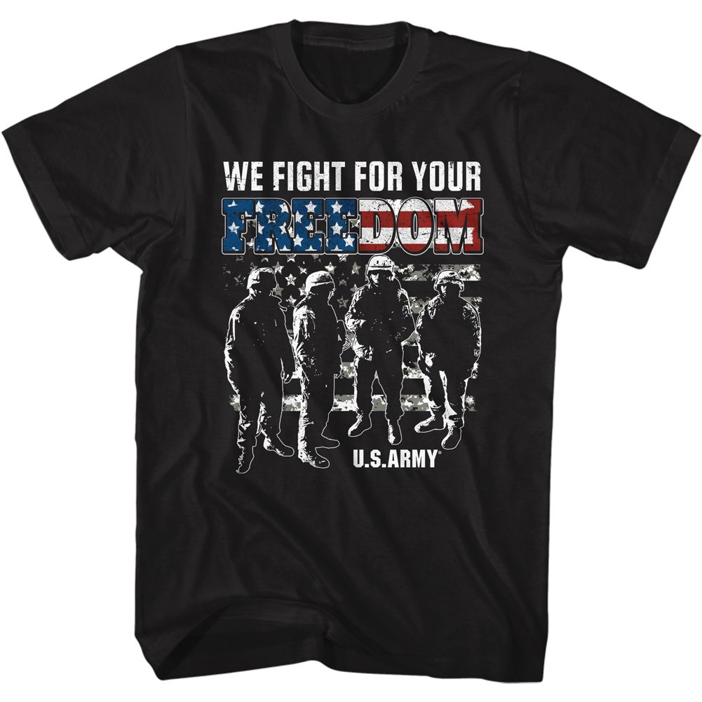 Black US Army t-shirt featuring US Army We Fight design