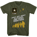 Military green US Army t-shirt featuring US Army Values LDRSHIP design
