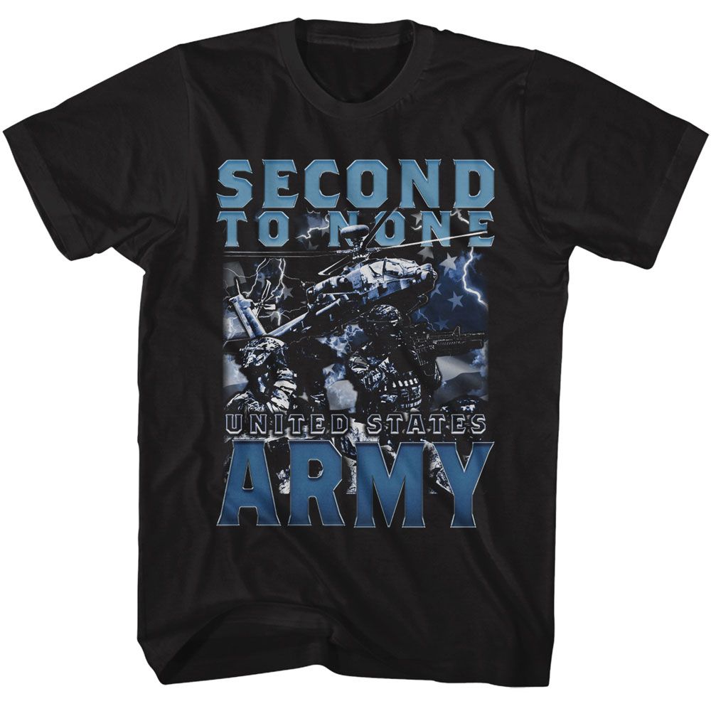Black US Army t-shirt featuring US Army Second To None design