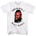 White Mr. T t-shirt featuring Mr. T Lexi design