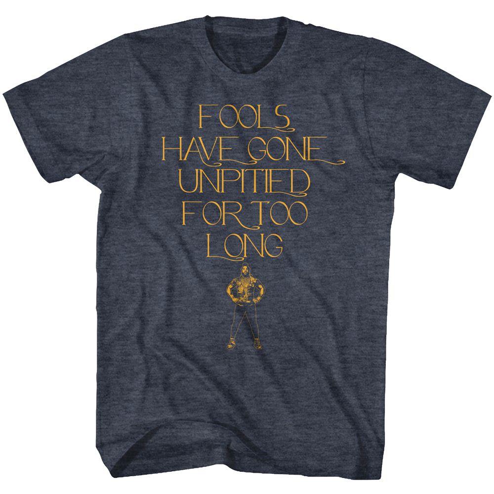 Navy heather Mr. T t-shirt featuring Mr. T It Ends Now confrontation design