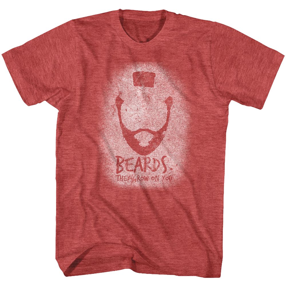 Red heather Mr. T t-shirt featuring Mr. T Beards facial hair design