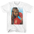 White Mr. T t-shirt featuring Mr. T Bust You Up Rocky III Clubber Lang design