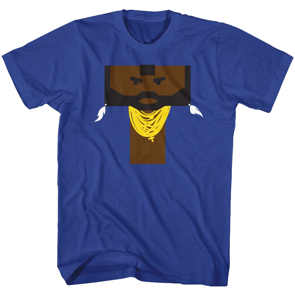 Royal blue Mr. T t-shirt featuring Mr. T Literal T design