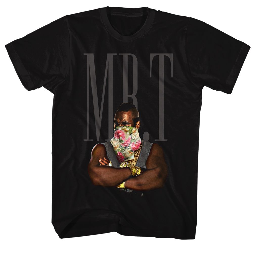 Black Mr. T t-shirt featuring Mr. T Flower design