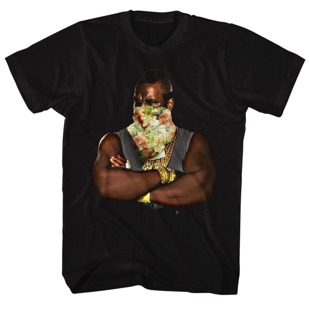 Black Mr. T t-shirt featuring Mr. T Flower 2 design