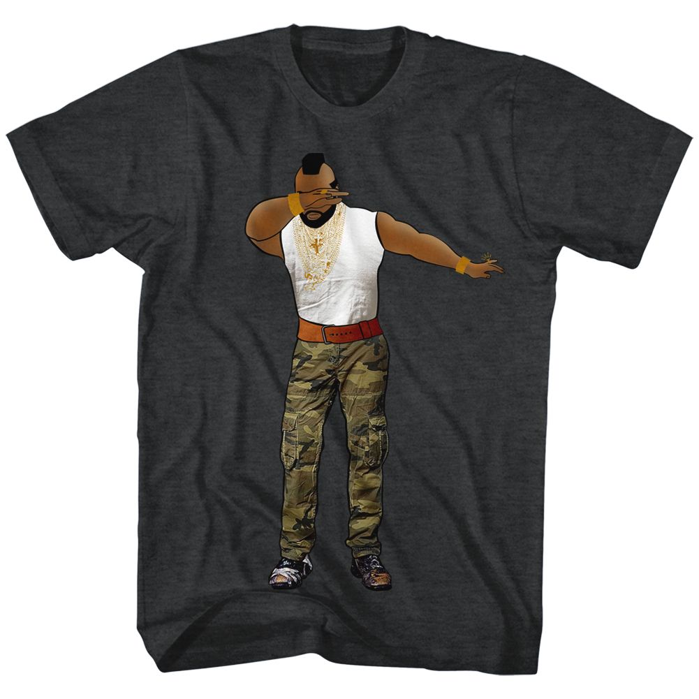 Black heather Mr. T t-shirt featuring Mr. T Dabbin design