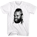 White Mr. T t-shirt featuring Mr. T head portrait design