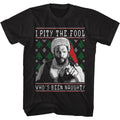 Black Mr. T t-shirt featuring Mr. T Whos Been Naughty holiday design