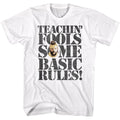 White Mr. T t-shirt featuring Mr. T Rules For Fools design