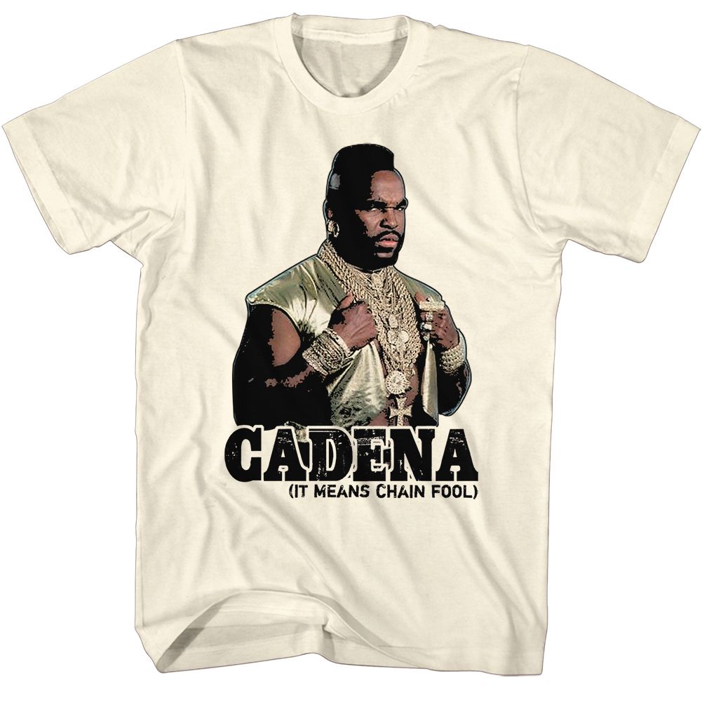 Natural Mr. T t-shirt featuring Mr. T Cadena chains design