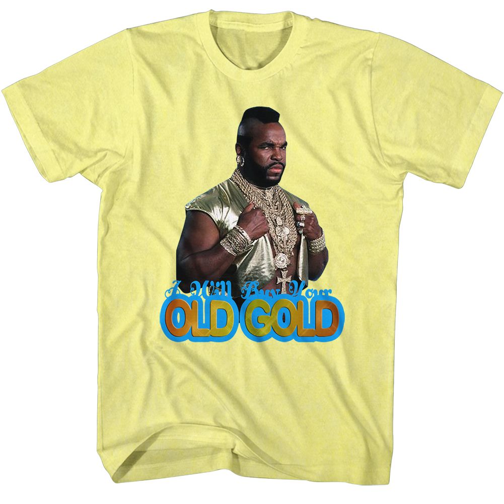 Yellow heather Mr. T t-shirt featuring Mr. T Old Gold chains design
