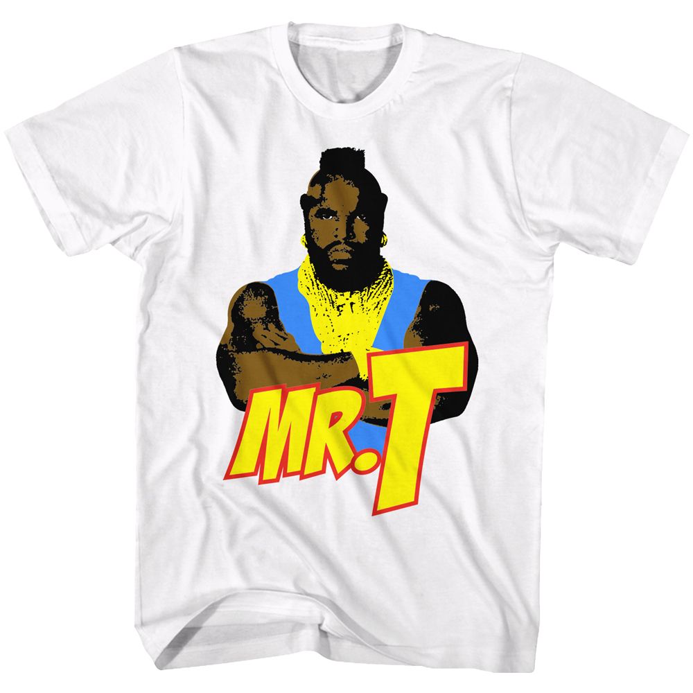 White Mr. T t-shirt featuring Mr. T Cartoon design