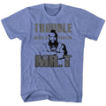 Light blue heather Mr. T t-shirt featuring Mr. T Trouble design
