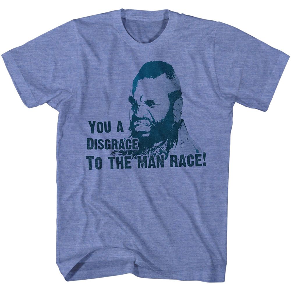 Light blue heather Mr. T t-shirt featuring Mr. T Disgrace 2 design