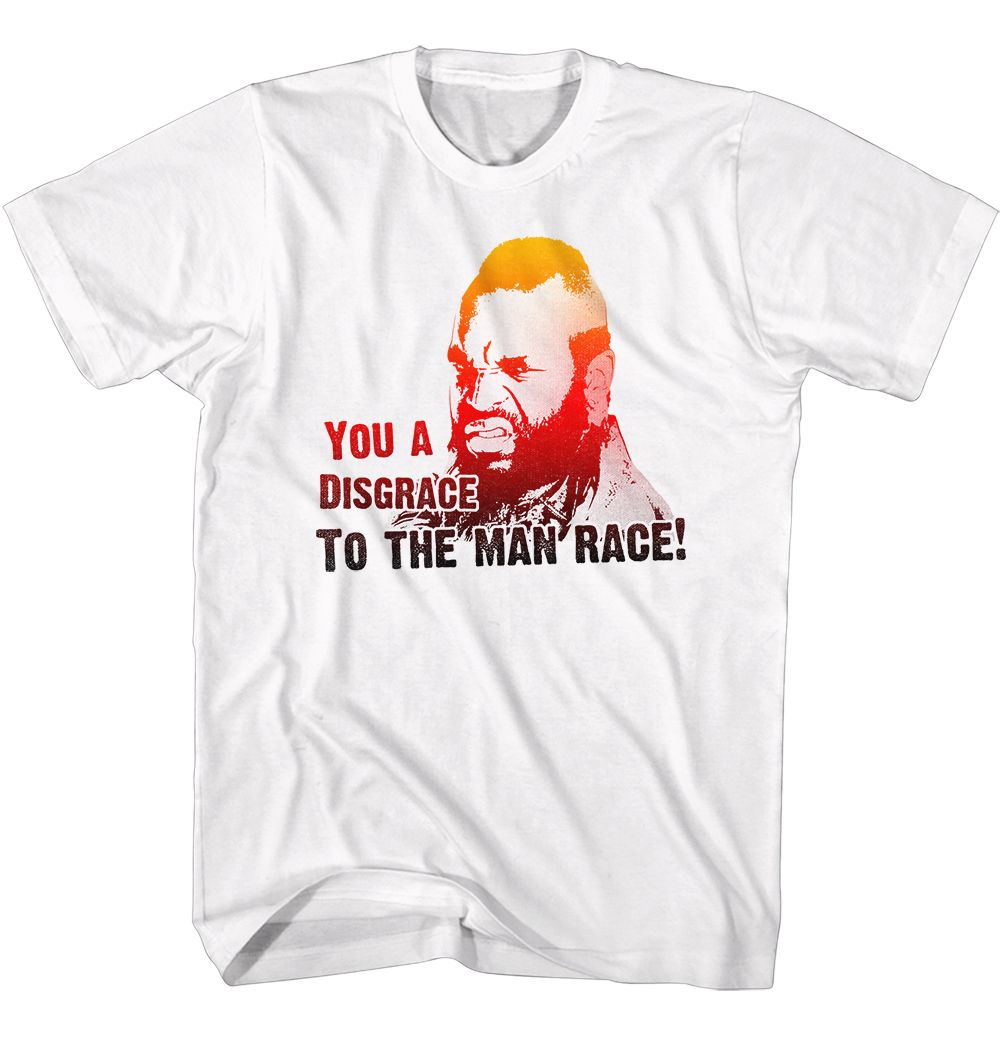 White Mr. T t-shirt featuring Mr. T Disgrace Fade design
