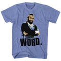 Light blue heather Mr. T t-shirt featuring Mr. T Word design