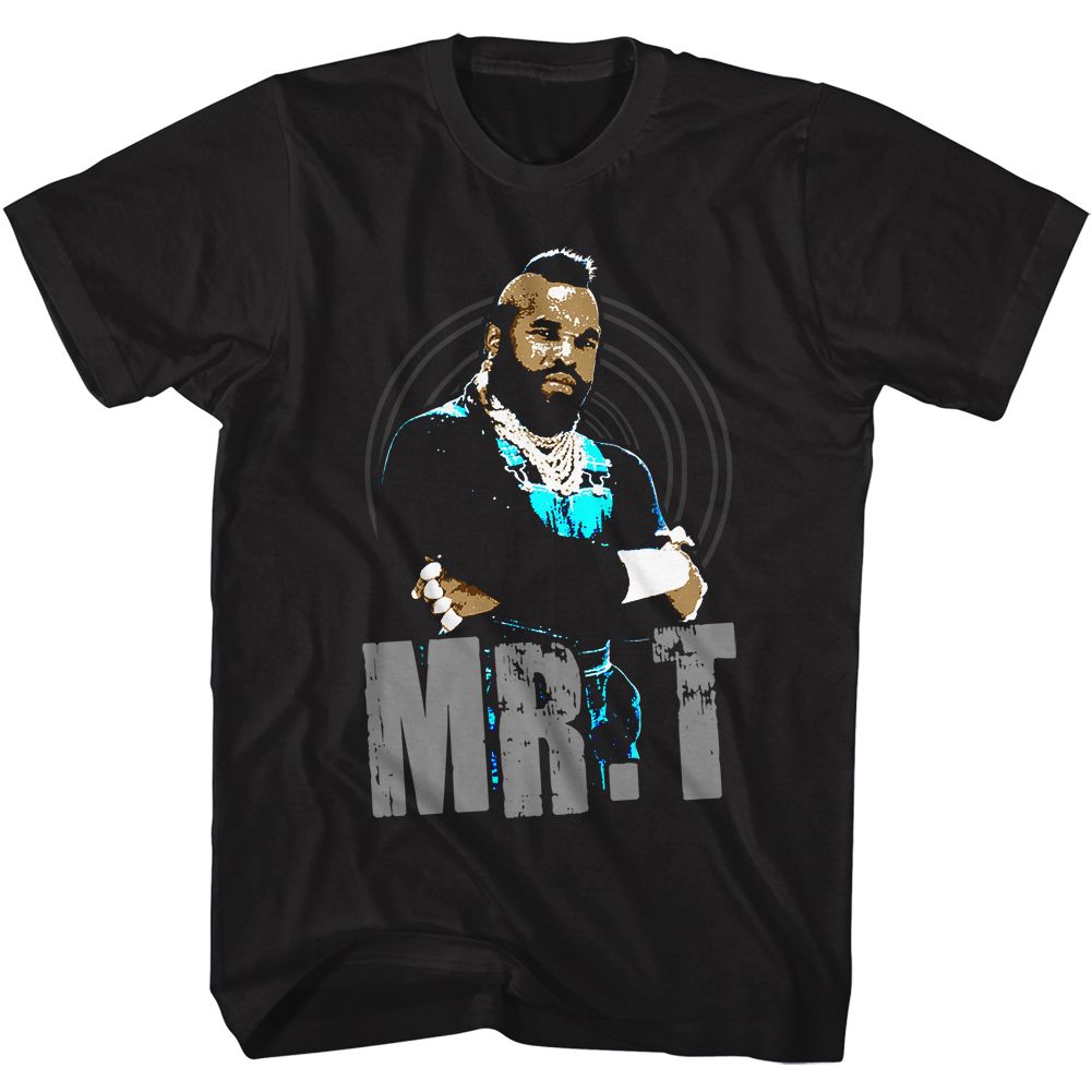 Black Mr. T t-shirt featuring Mr. T Black And Blue design