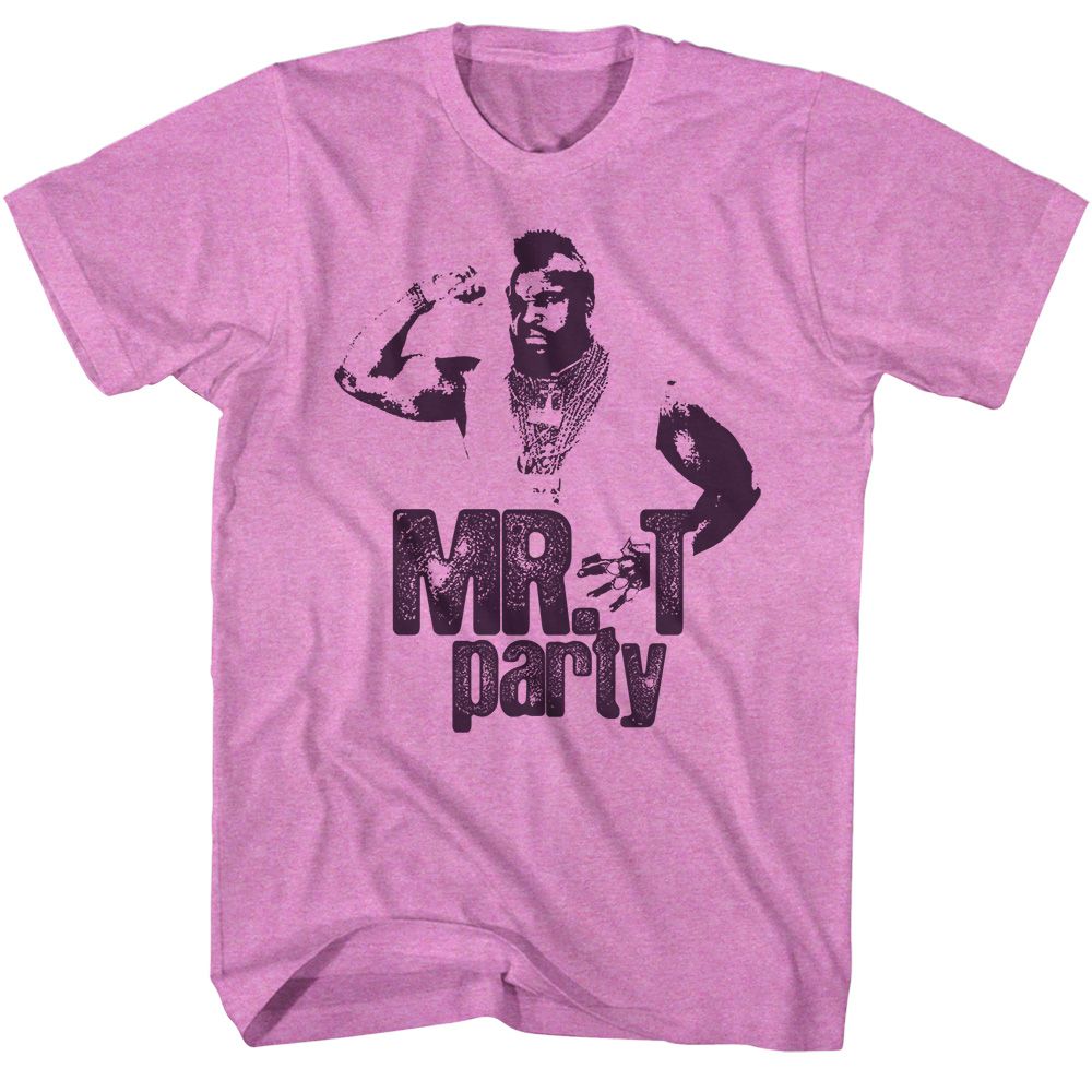 Neon purple heather Mr. T t-shirt featuring Mr. T Party design