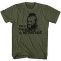 Military green Mr. T t-shirt featuring Mr. T Disgrace design