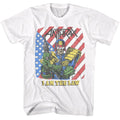 White Anthrax t-shirt featuring Anthrax I Am The Law Judge Dredd song design