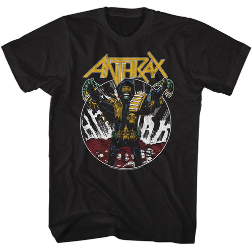 Black Anthrax t-shirt featuring Anthrax Judge Death 2000 AD vintage design