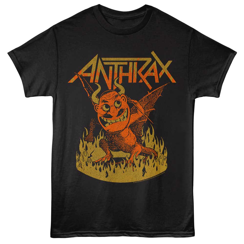 Black Anthrax t-shirt featuring Anthrax NOT Man Devil mascot design