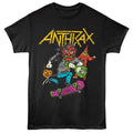 Black Anthrax t-shirt featuring Anthrax NOT Man Stealing Candy mascot design