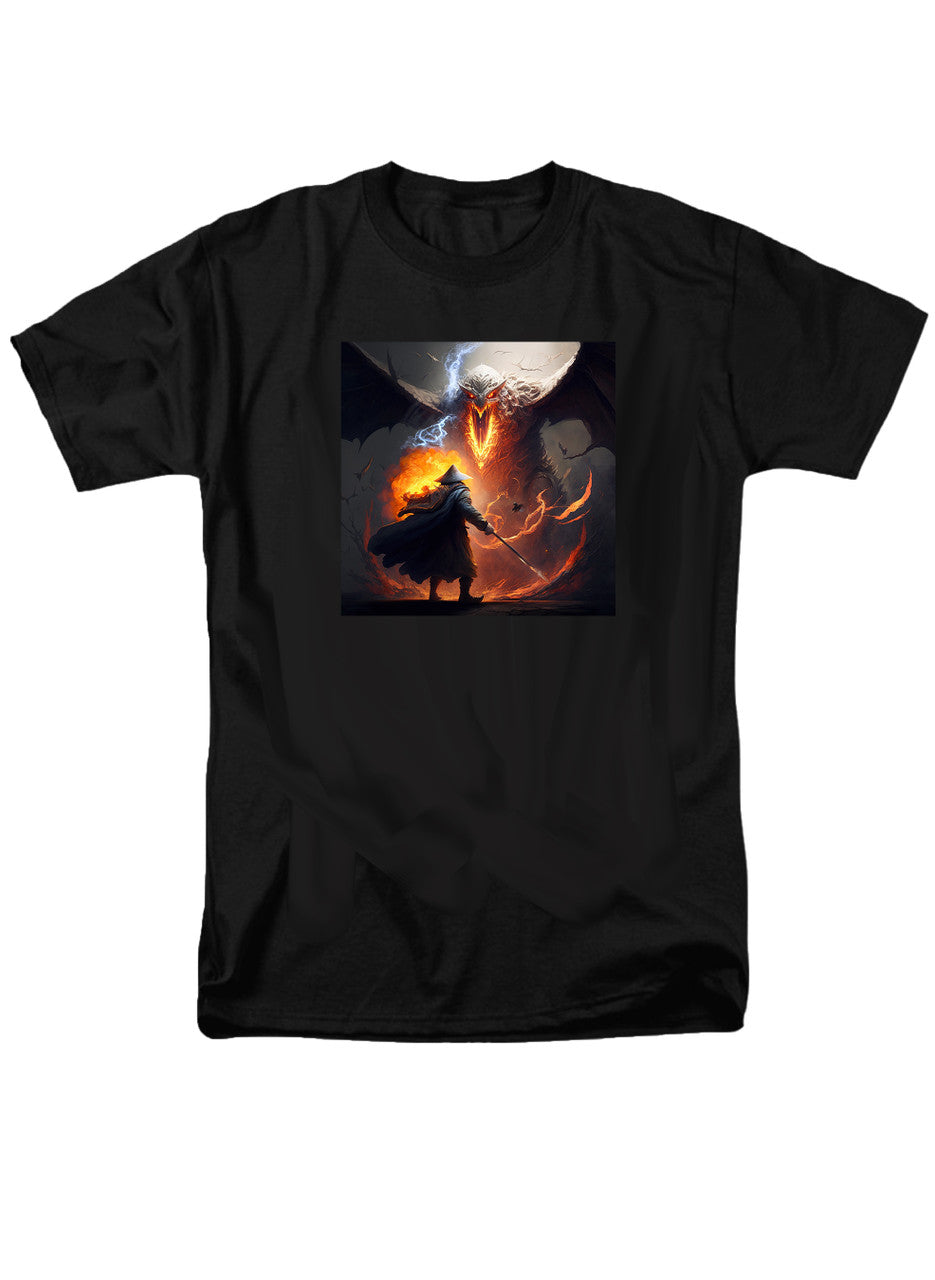 Black Against the Fire Fantasy T-Shirt