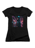 Black Cyberpunk Juniors V-Neck T-Shirt