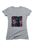 Gray Cyberpunk Juniors V-Neck T-Shirt